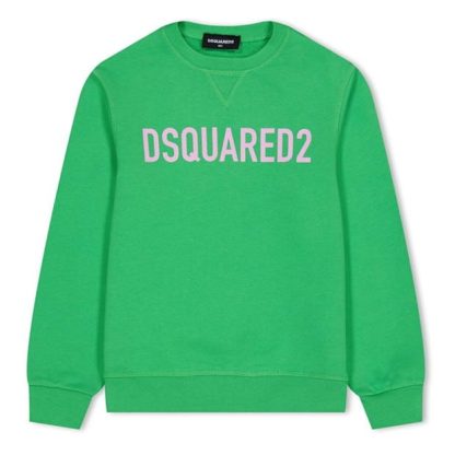 DSQUARED2 Logo Sweatshirt Boys Kids Crew Sweaters Green DQ528 for sale