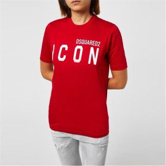 DSQUARED2 New Icon T-Shirt Women Regular Fit T-Shirts Red 315 for sale