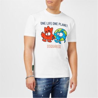 DSQUARED2 One Life One Planet T-Shirt Men White 100  for sale