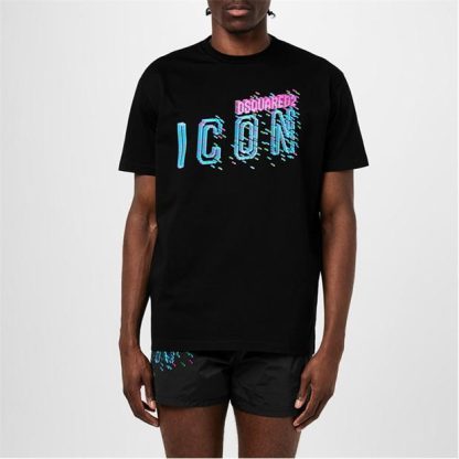 DSQUARED2 Pixel Icon T Shirt Men Regular Fit T-Shirts Black for sale