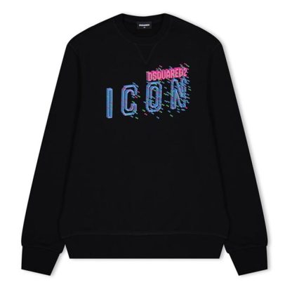 DSQUARED2 Pixel Logo Crew Sweater Juniors Kids Black Dq900  for sale