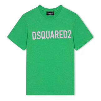 DSQUARED2 Relaxed Logo T-Shirt Kids Regular Fit T-Shirts Green DQ528 for sale