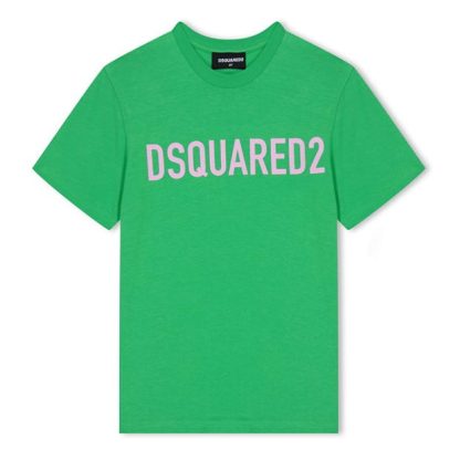 DSQUARED2 Relaxed Logo T-Shirt Kids Regular Fit T-Shirts Green DQ528 for sale