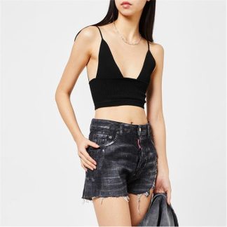 DSQUARED2 Rib Knit Bra Top Women Black 900  for sale