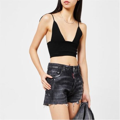 DSQUARED2 Rib Knit Bra Top Women Black 900  for sale