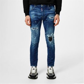 DSQUARED2 Ripped Super Twinky Jeans Men Navy Blue  for sale