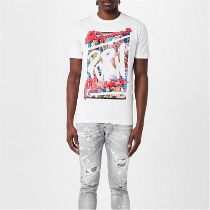 DSQUARED2 Rocco Cool Fit Tee Men Regular Fit T-Shirts White for sale