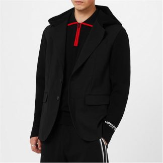 DSQUARED2 Single Breasted Hooded Blazer Men Black  for sale