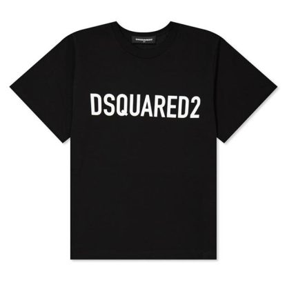 DSQUARED2 Slouch Logo T-Shirt Kids Regular Fit T-Shirts Black DQ900 for sale