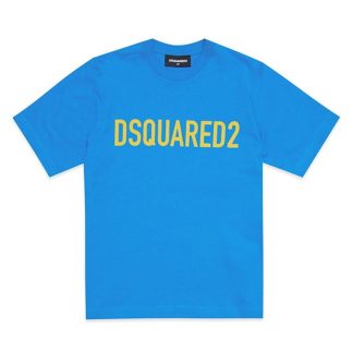 DSQUARED2 Slouch Logo T-Shirt Kids Regular Fit T-Shirts Blue DQ817 for sale