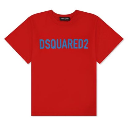 DSQUARED2 Slouch Logo T-Shirt Kids Regular Fit T-Shirts Red DQ413 for sale