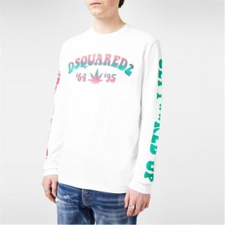 DSQUARED2 Smoke Long Sleeve T-Shirt Men Long Sleeve T-Shirts White 100 for sale