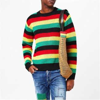 DSQUARED2 Striped Knit Jumper Men Black 961  for sale