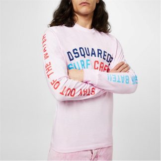 DSQUARED2 Surf Crew Long Sleeve T-Shirt Men Pink 242  for sale