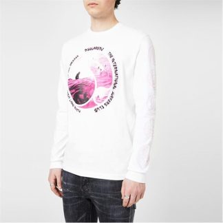 DSQUARED2 Surf Long Sleeve T-Shirt Men White 100  for sale