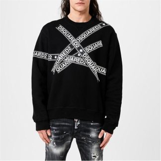 DSQUARED2 Tape Crew Sweatshirt Men Black 900  for sale