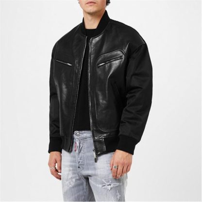 DSQUARED2 Western Aviator Jacket Men Black  for sale