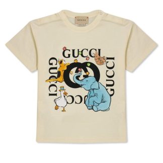 GUCCI Animal Logo T Shirt Kids Blue/Wht 9756  for sale