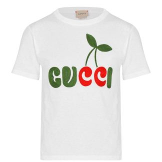 GUCCI Children'S Embroidered Logo T Shirt Kids White 9061  for sale