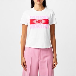 GUCCI Cotton Print T-Shirt Women Off White  for sale