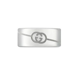 GUCCI Diagonal Gg Wide Ring Unisex Silver  for sale