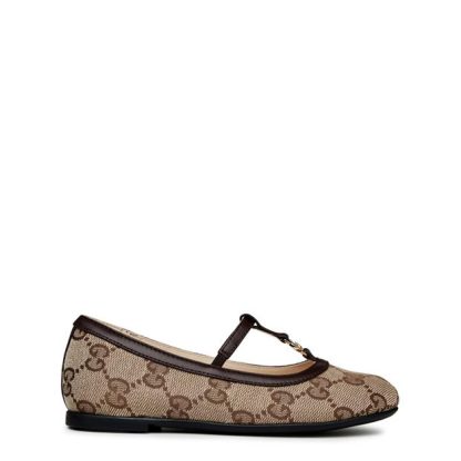 GUCCI Double G Ballet Flat Girls Kids Beige 9754  for sale