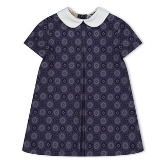 GUCCI Double G Geometric Cotton Dress Infant Kids Blue 4266  for sale