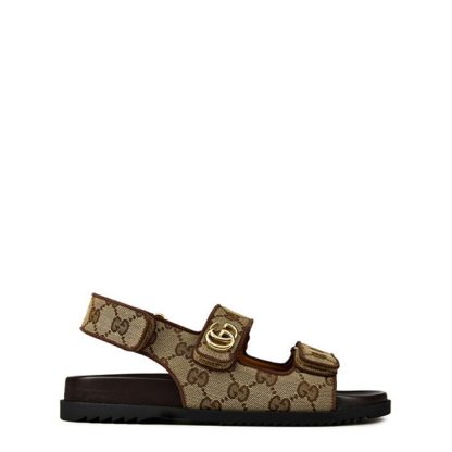 GUCCI Double G Sandal Women Flat Sandals Bei Ebony for sale