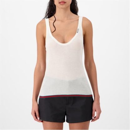 GUCCI Fine Rib Cashmere And Silk Tank Top Women White/Mc  for sale