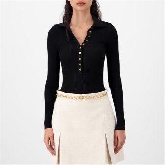 GUCCI Fine Rib Polo Shirt Women Black 1000  for sale