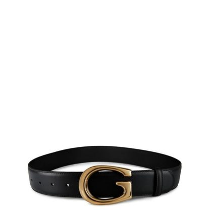 GUCCI G-Buckle Thin Leather Belt Mens Unisex Gold/Black  for sale