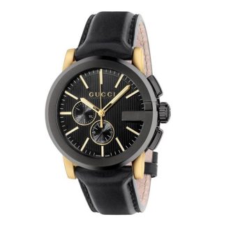 GUCCI G Chrono Watch 44mm Unisex Blk/Gold  for sale