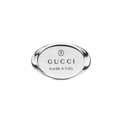 GUCCI GUCCI J Trademark 52 Unisex Signet Rings Silver for sale