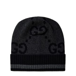 GUCCI Gg Cashmere Hat Unisex Beanies Black 1360 for sale