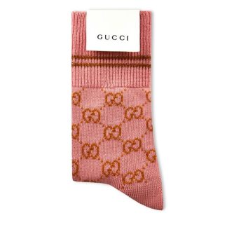 GUCCI Gg Cotton Blend Socks Women Crew Socks Rose/Beige for sale