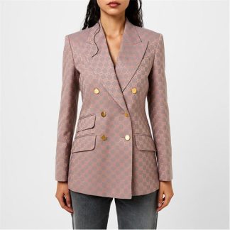 GUCCI Gg Cotton Canvas Jacket Women Grey Mix 1037  for sale