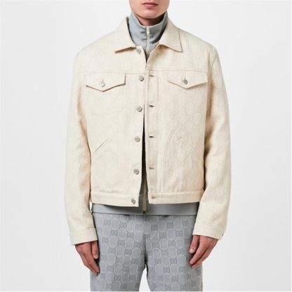 GUCCI Gg Cotton Jacquard Jacket Unisex Ecru  for sale