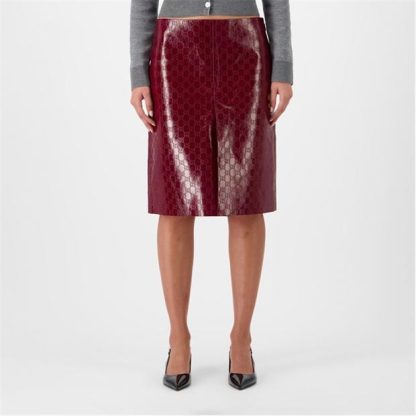 GUCCI Gg Embossed Mid-Length Skirt Women New Red  for sale