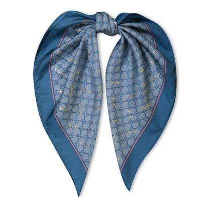 GUCCI Gg Horsebit Scarf Women Silk Scarves Blue/Pink for sale