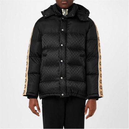 GUCCI Gg Jacquard Nylon Padded Coat Men Black 1043  for sale