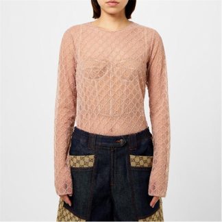 GUCCI Gg Lace Top Women Nude 5101  for sale