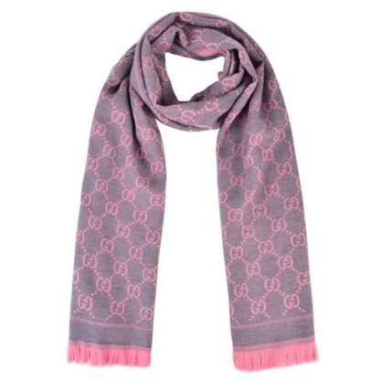 GUCCI Gg Logo Scarf Women Scarves Graphite/Pink for sale