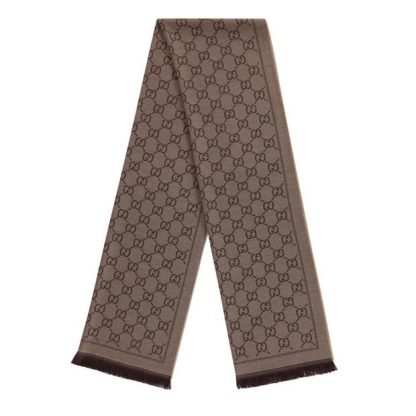 GUCCI Gg Logo Scarf Women Scarves Lght Brwn 2764 for sale