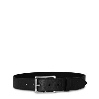 GUCCI Gg Rubber Effect Leather Belt Unisex Black  for sale