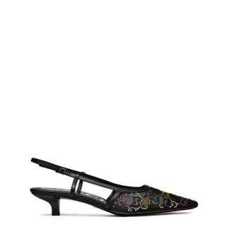 GUCCI Gg Slingback Pumps Women Stiletto Heels Blk Multi 1000 for sale