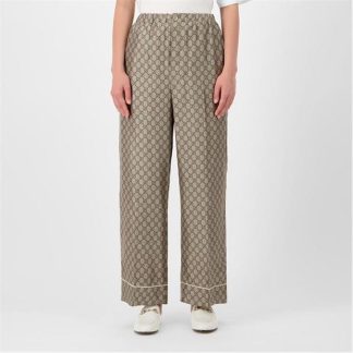 GUCCI Gg Supreme Print Pyjama Style Trousers Women Camel  for sale