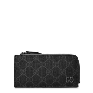 GUCCI Gg Zip Card Case Unisex Black/Steel  for sale