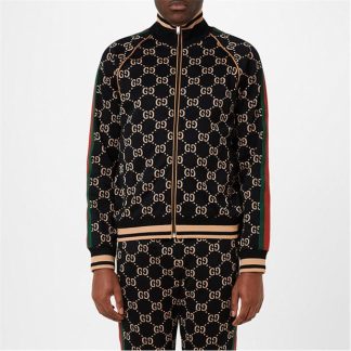 GUCCI Gg Zip Jacket Men Blk/Cml 1030  for sale