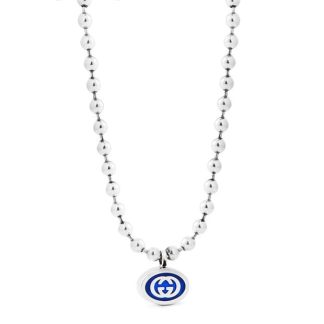 GUCCI Gucci G Chain Boule Necklace Unisex Silver/Blue  for sale