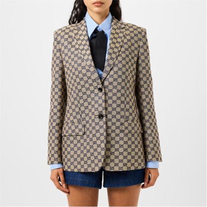 GUCCI Gucci Jacket Ld43 Women Blazers Oatsmilk/Blue for sale